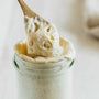 A healthy and robust sourdough starter with visible webbing