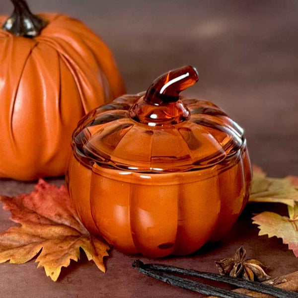 Limited Edition Glass Pumpkin Candle - Pumpkin & Bourbon Glazed Donut 