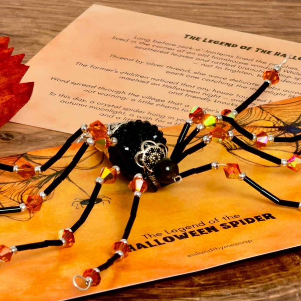Handcrafted Crystal Halloween Spider Ornament