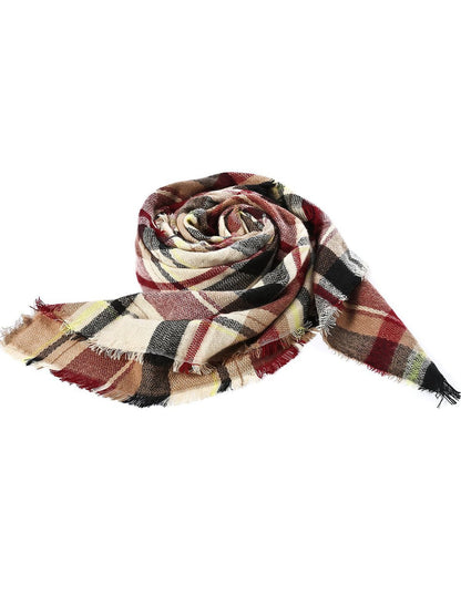 American Trends Women's Fall Winter Scarf Classic Tassel Plaid Scarf Warm Soft Chunky Large Blanket Wrap Shawl Scarves Pink Scarf - Island Thyme Soap Company