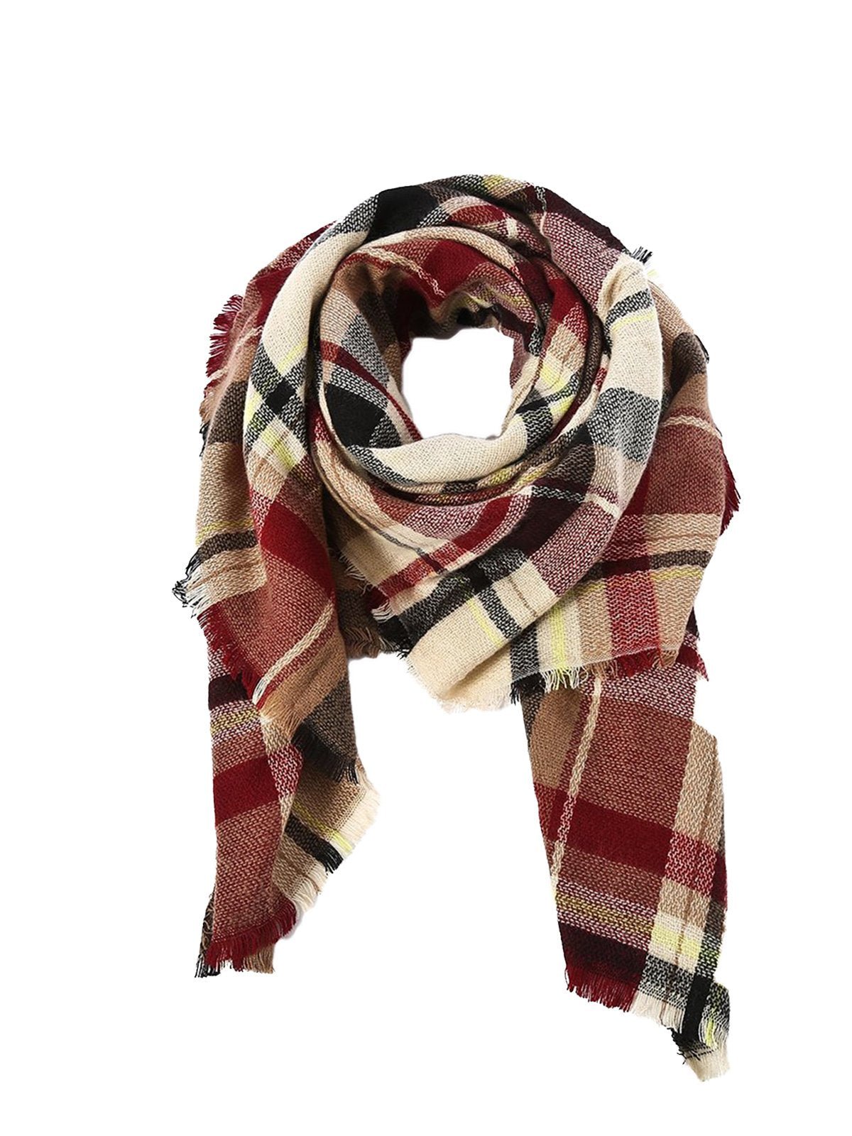 American Trends Women's Fall Winter Scarf Classic Tassel Plaid Scarf Warm Soft Chunky Large Blanket Wrap Shawl Scarves Pink Scarf - Island Thyme Soap Company