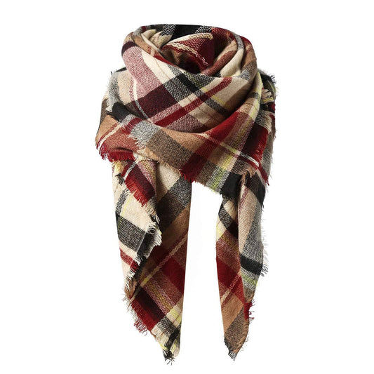 American Trends Women's Fall Winter Scarf Classic Tassel Plaid Scarf Warm Soft Chunky Large Blanket Wrap Shawl Scarves Pink Scarf - Island Thyme Soap Company