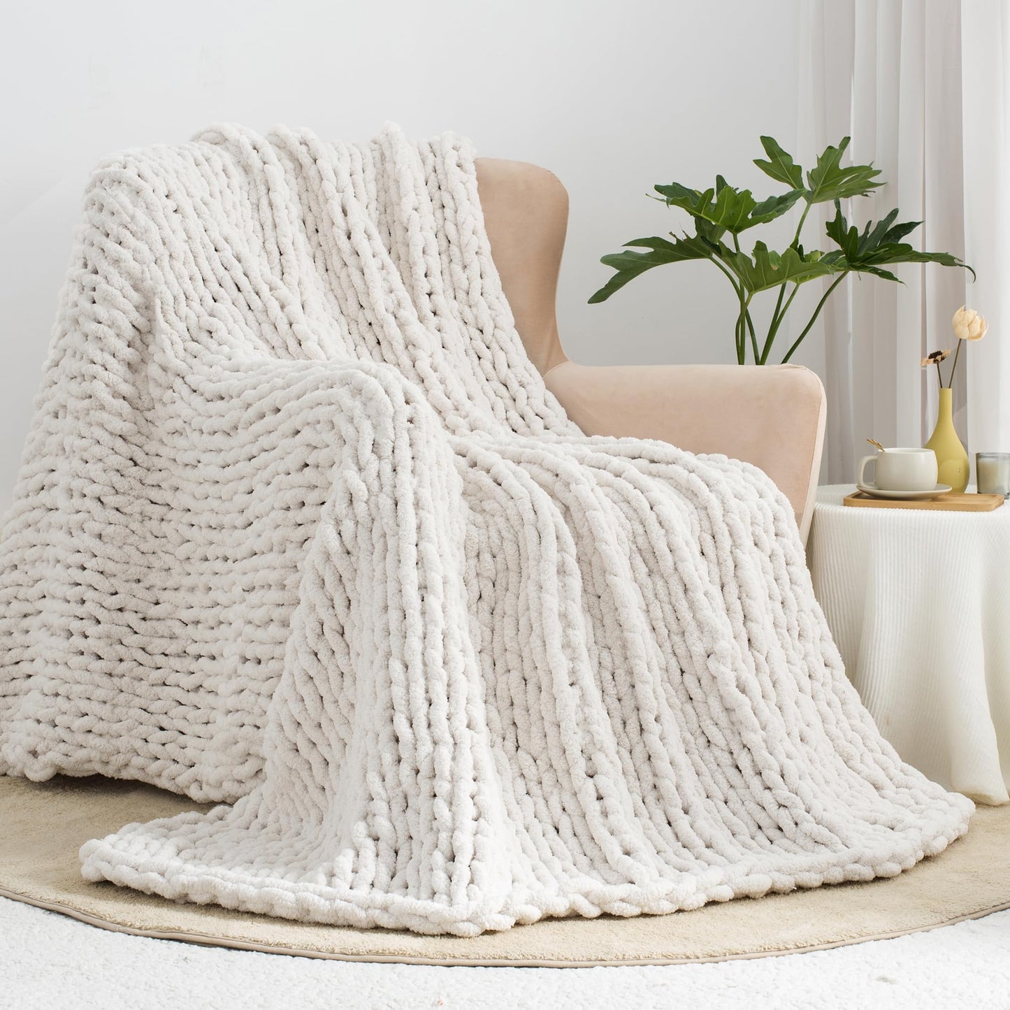 Chunky Chenille Cable Woven Throw Blanket - Island Thyme Soap Company