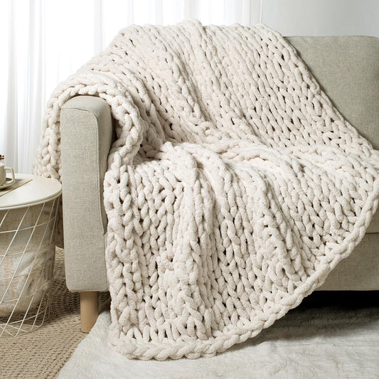 Chunky Chenille Cable Woven Throw Blanket - Island Thyme Soap Company