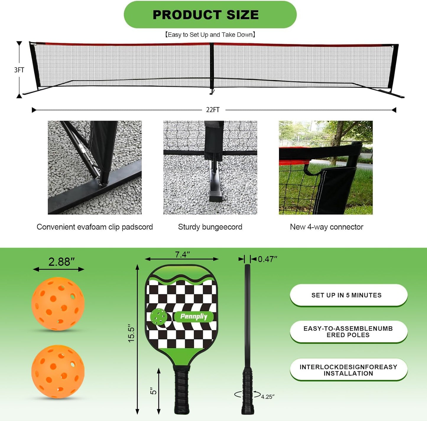 Complete Pennpliy Pickleball Set with Net, Paddles, and Balls - Island Thyme Soap Company