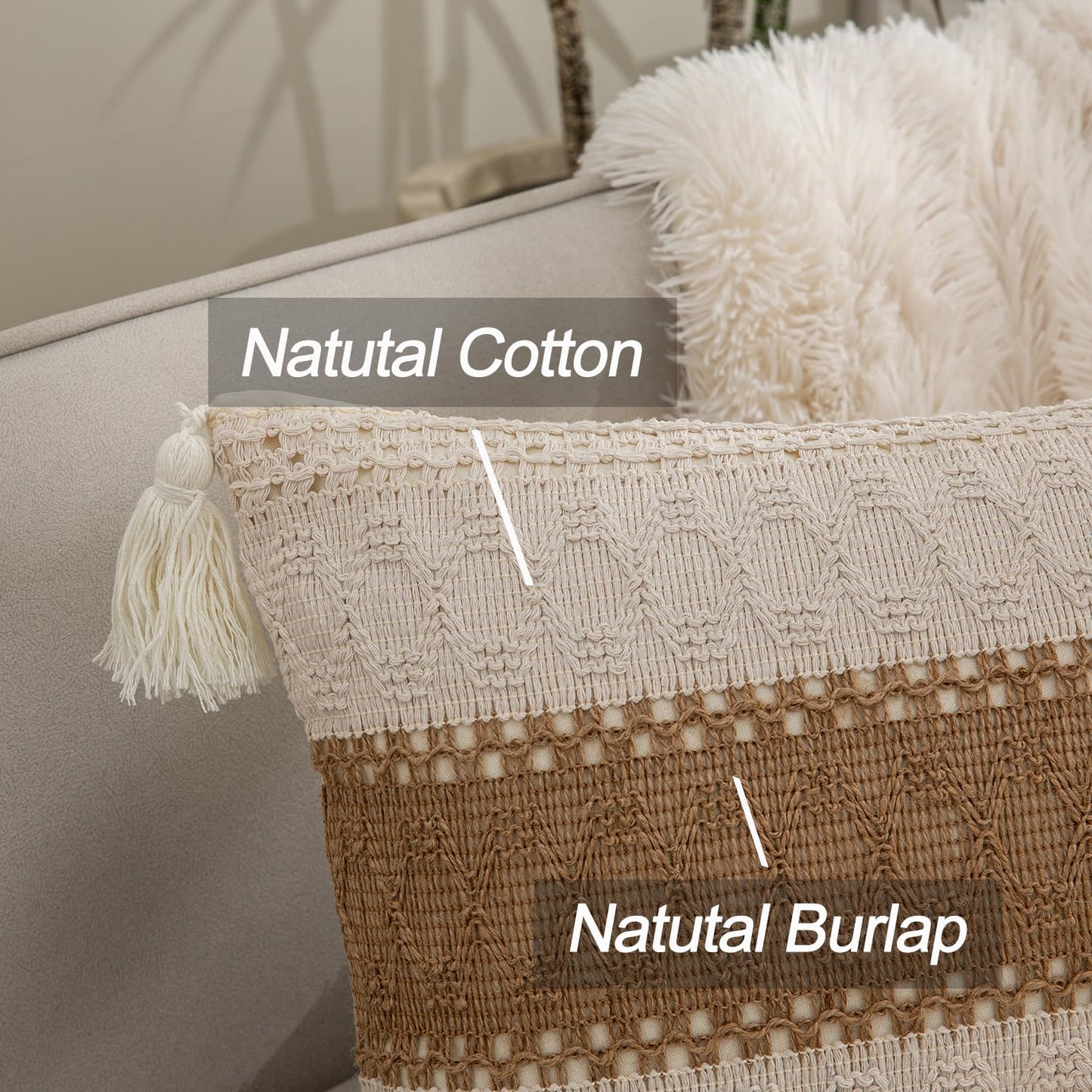 Cotton & Burlap Textured Woven Lumbar Pillow Cover - Island Thyme Soap Company