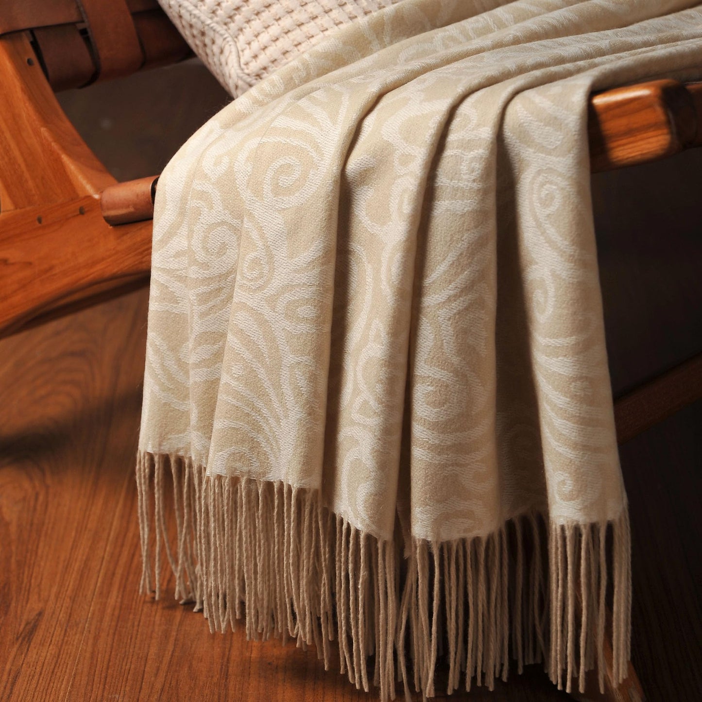 CUDDLE DREAMS Luxuriously Soft Cashmere Throw - Paisley Beige - Island Thyme Soap Company