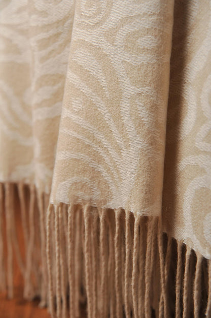 CUDDLE DREAMS Luxuriously Soft Cashmere Throw - Paisley Beige - Island Thyme Soap Company