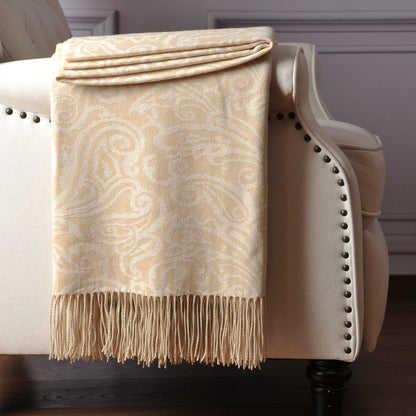 CUDDLE DREAMS Luxuriously Soft Cashmere Throw - Paisley Beige - Island Thyme Soap Company