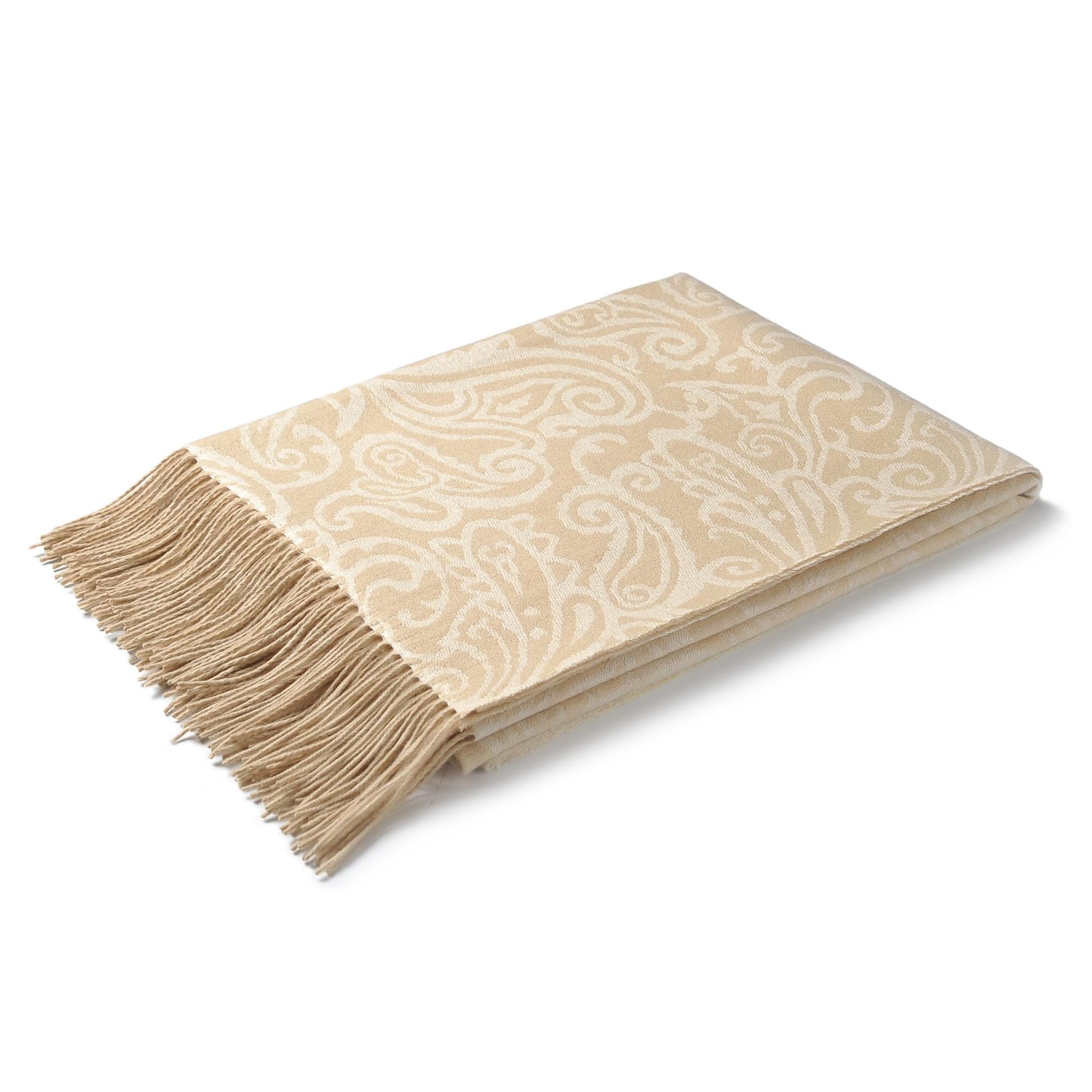 CUDDLE DREAMS Luxuriously Soft Cashmere Throw - Paisley Beige - Island Thyme Soap Company