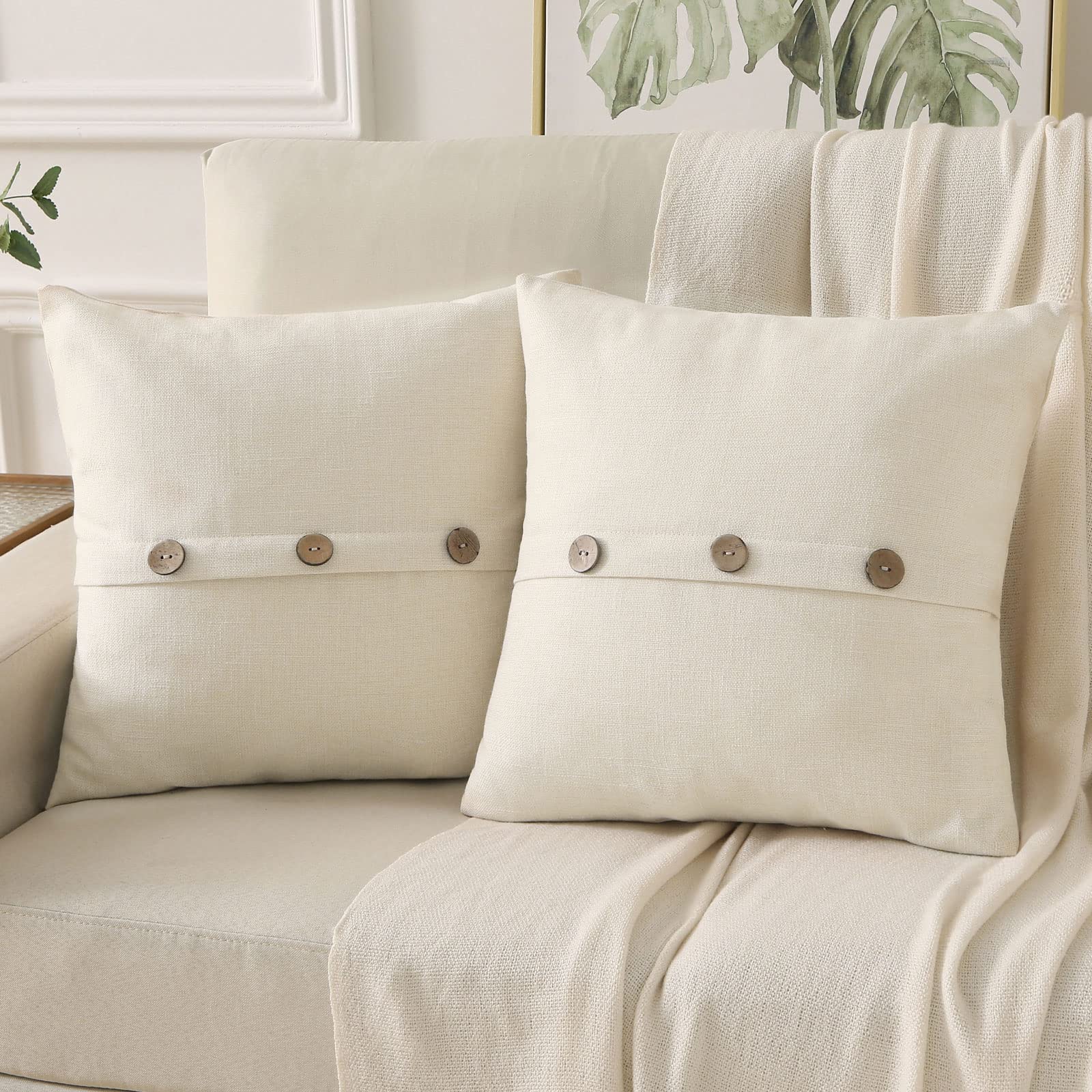 HAUSSY Cream White Linen Throw Pillow Covers - Set of 2 - Island Thyme Soap Company