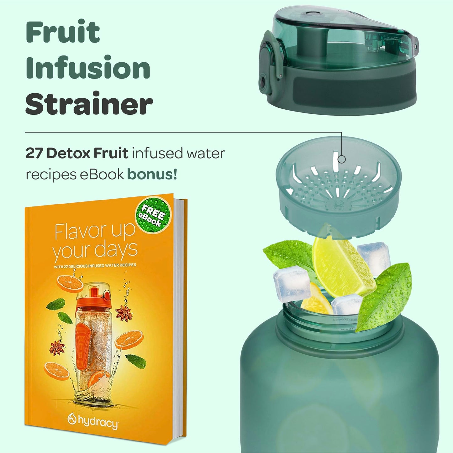 Hydracy Time Marker Water Bottle with Fruit Infuser - Island Thyme Soap Company