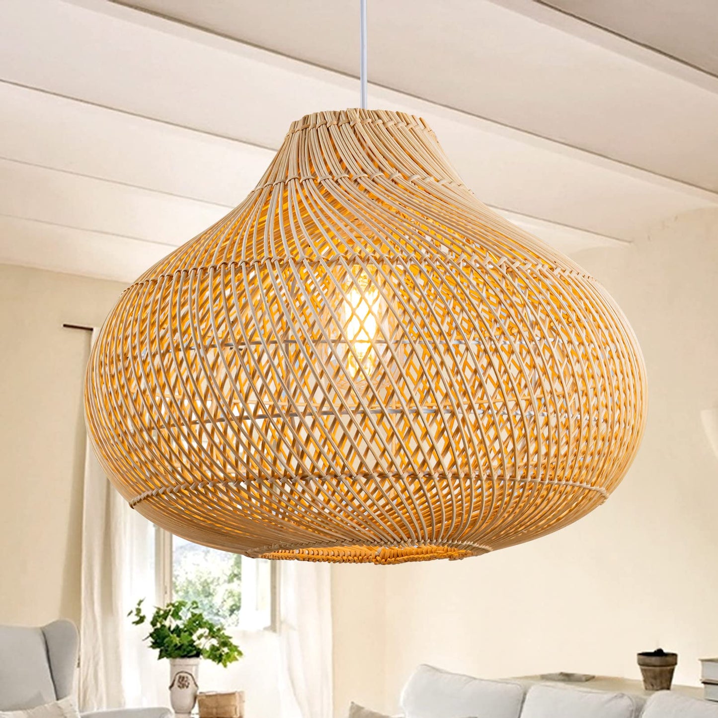 Large Hand Woven Boho Pendant Light - Island Thyme Soap Company