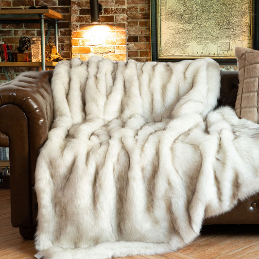 Luxury White Faux Fur Throw Blanket - Island Thyme Soap Company