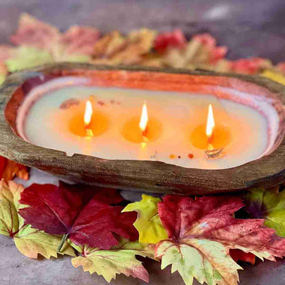 peace, love and pumpkin spice dough bowl candle