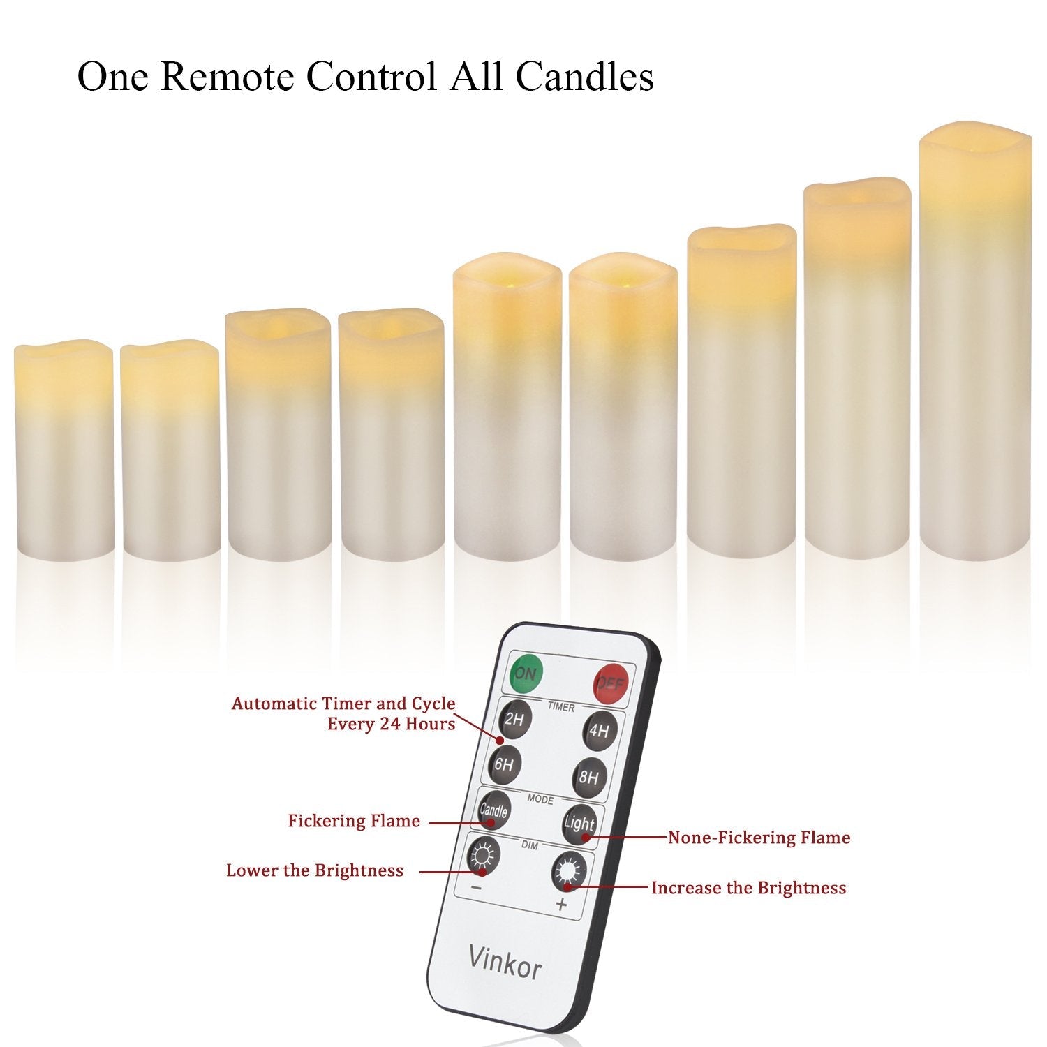 Set of 9 Ivory Real Wax Pillar LED Candles - Island Thyme Soap Company