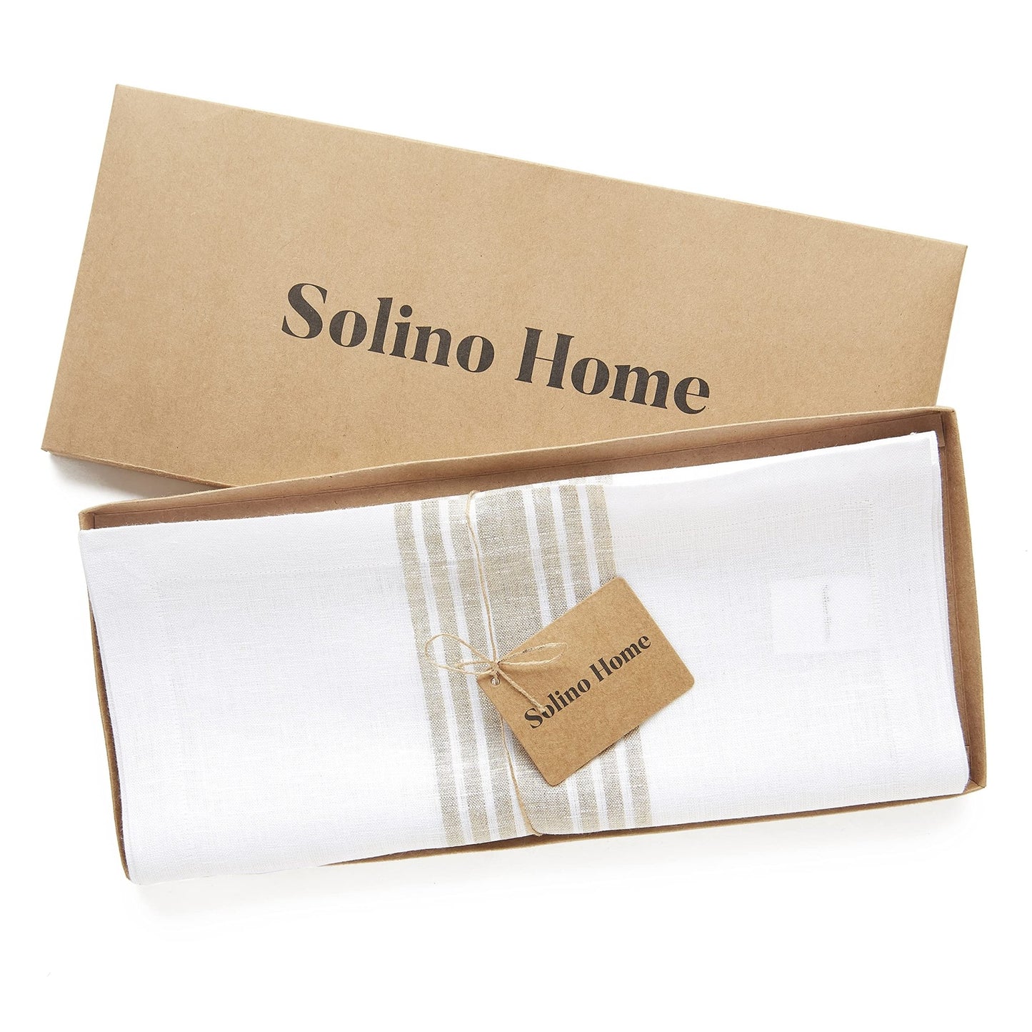 Solino Home 100% Pure Linen Stripe Table Runner - 14 x 90 Inch - Island Thyme Soap Company