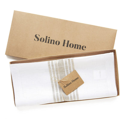 Solino Home 100% Pure Linen Stripe Table Runner - 14 x 90 Inch - Island Thyme Soap Company