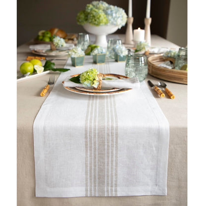 Solino Home 100% Pure Linen Stripe Table Runner - 14 x 90 Inch - Island Thyme Soap Company