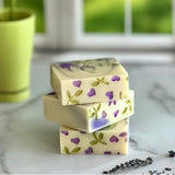 Lavender Soap Bar -three bars stackef